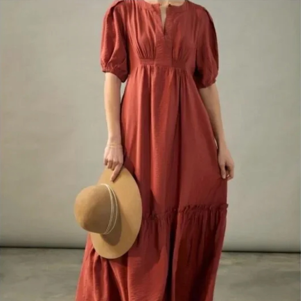 Anthropologie Maeve Suzannah Maxi Dress Rust Red Women's Size S